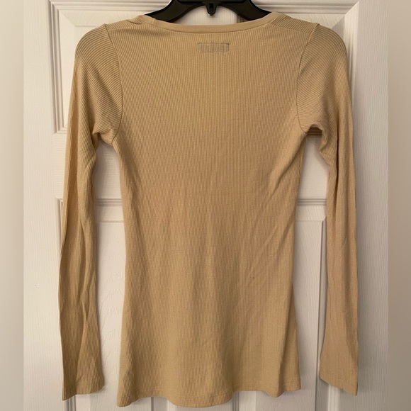 Lauren Moshi Limited Quantity V Neck Tan Long Sleeve Size XS - Picture 3 of 5